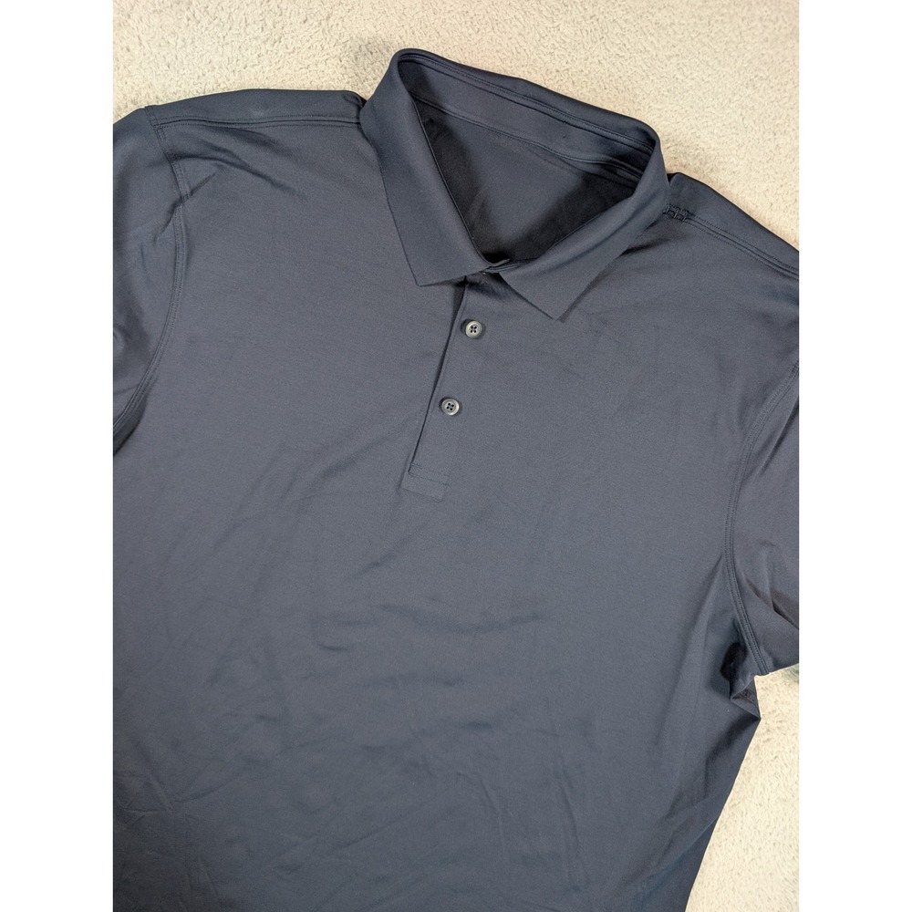 Lululemon Evolution Short Sleeve Polo Shirt Navy Blue Mens Performance Top